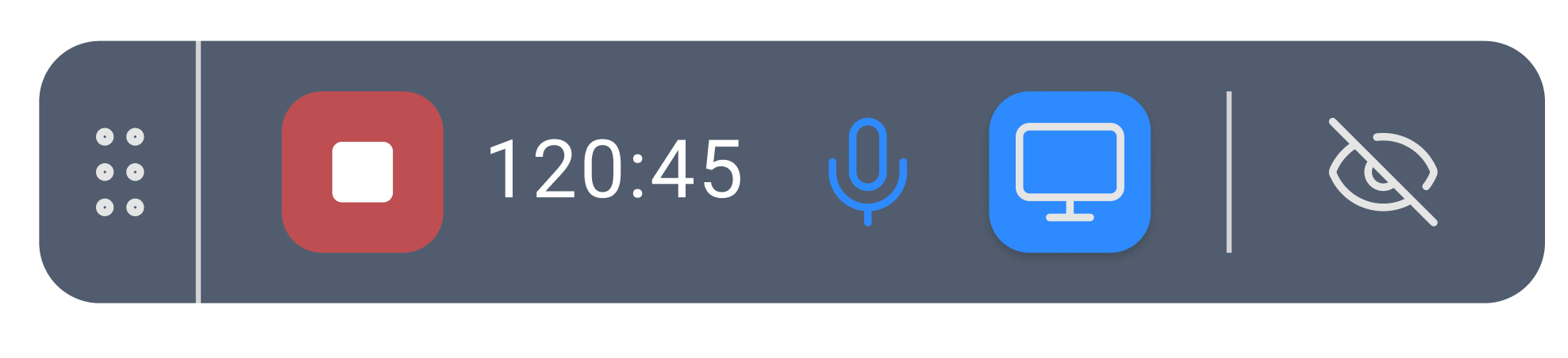 Запись экрана в CogniCo – иконка горит синим