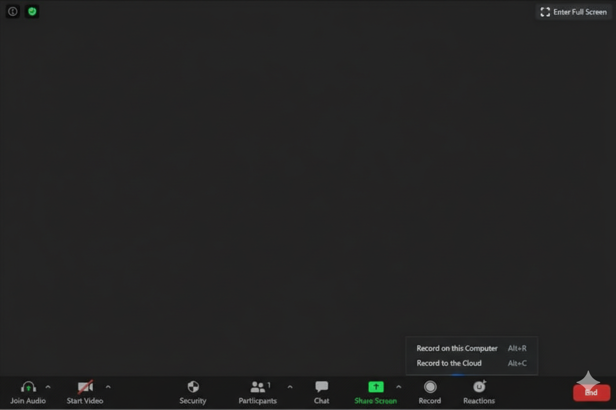 Интерфейс записи Zoom — кнопка Record to Cloud